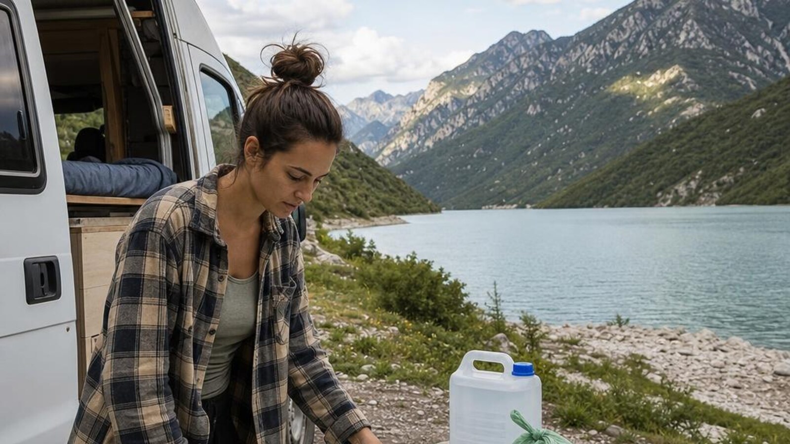 AI-generated editorial photograph: Albania campervan route operations