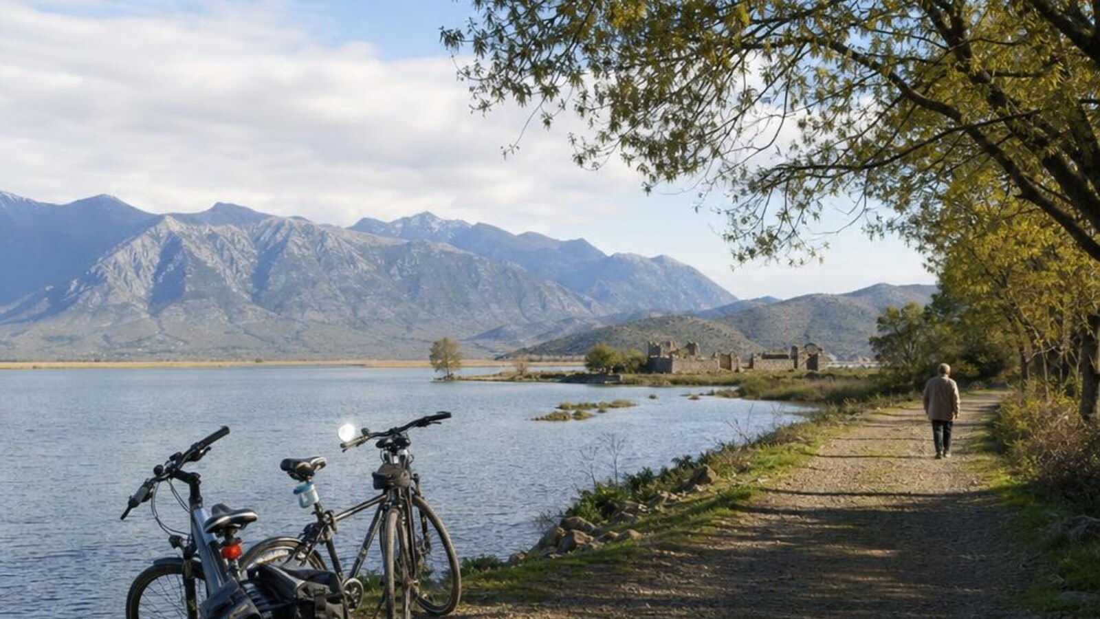 AI-generated editorial photograph: Shkodër and Lake Shkodër travel planning